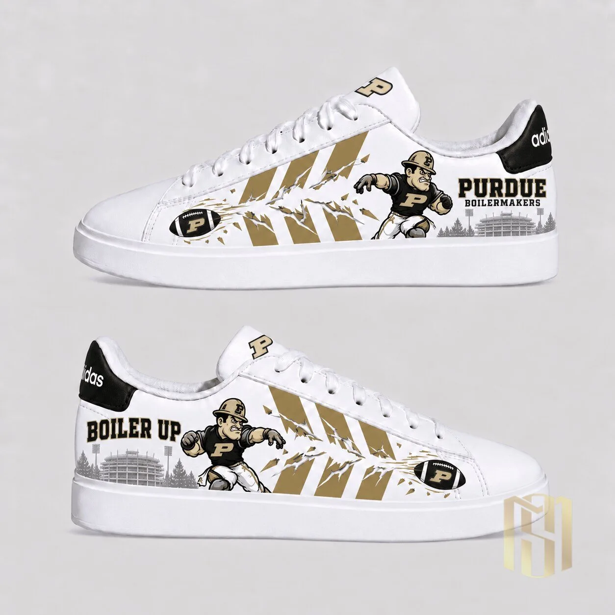 Purdue Boilermakers Football Team White Custom Printed Sneakers Shoes