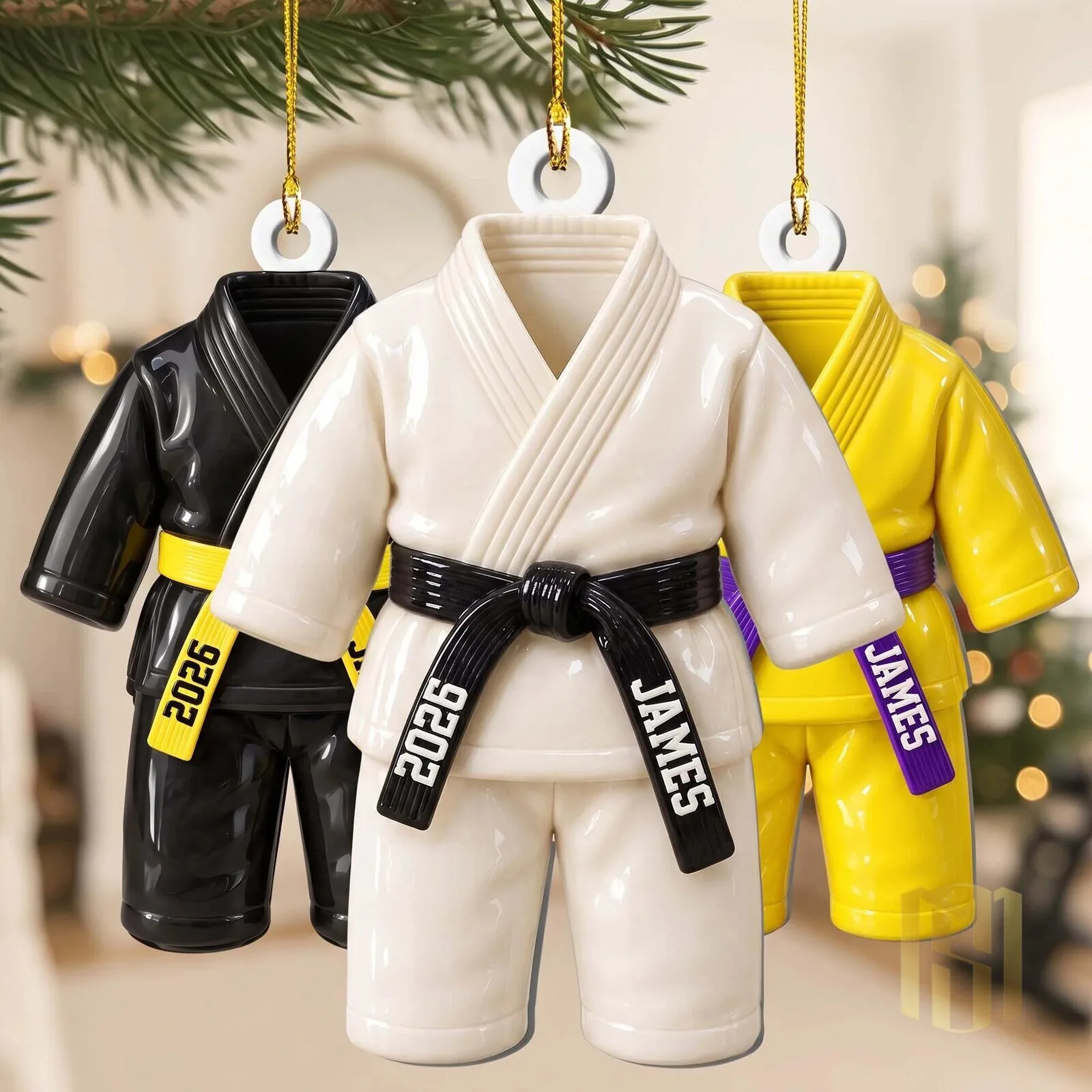 Personalized Karate Kid Uniform Christmas Ornament - Custom Name and Year Martial Arts Decor