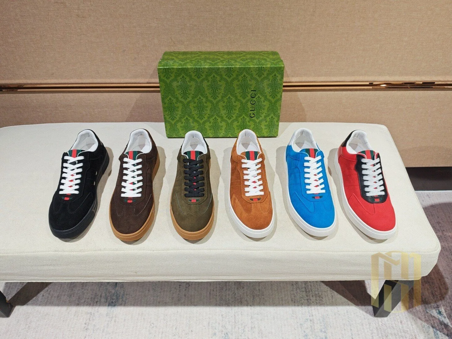 Gucci Black Suede Low-Top Sneakers with Red and Green Stripe Detail 10 Gucci Black Suede Low-Top Sneakers with Red and Green Stripe Detail