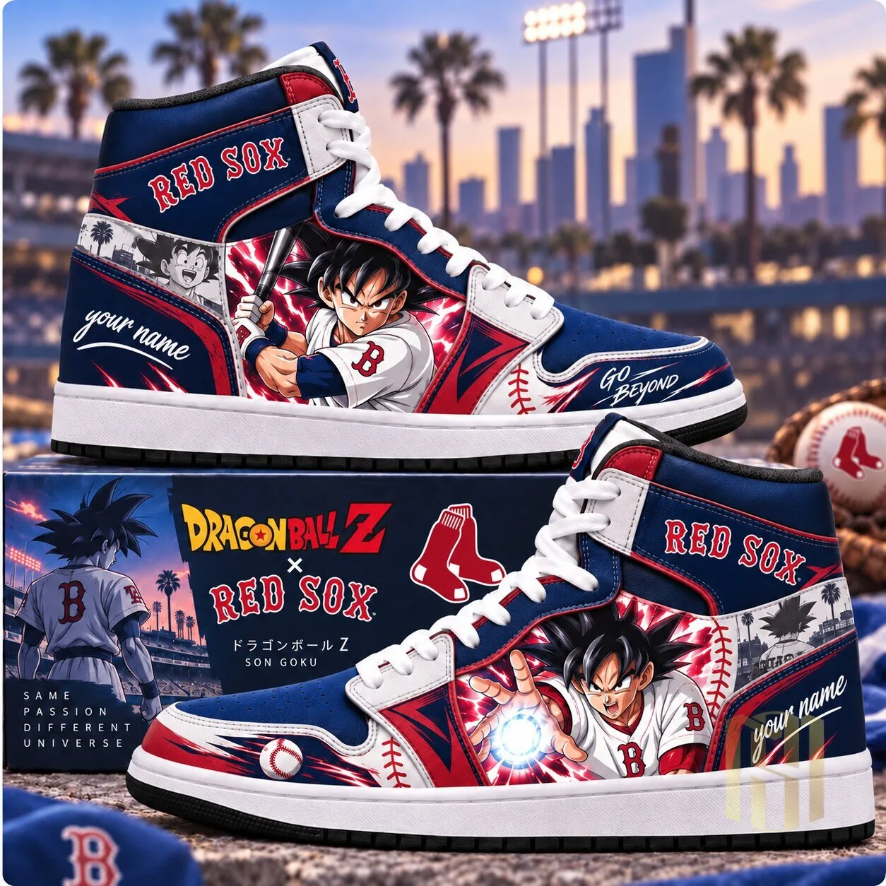 Boston Red Sox MLB Baseball Son Goku Dragon Ball Z Custom Name High Top Shoes