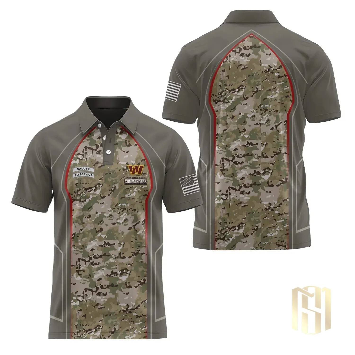 Washington Commanders Salute To Service Camouflage Military Polo Shirt