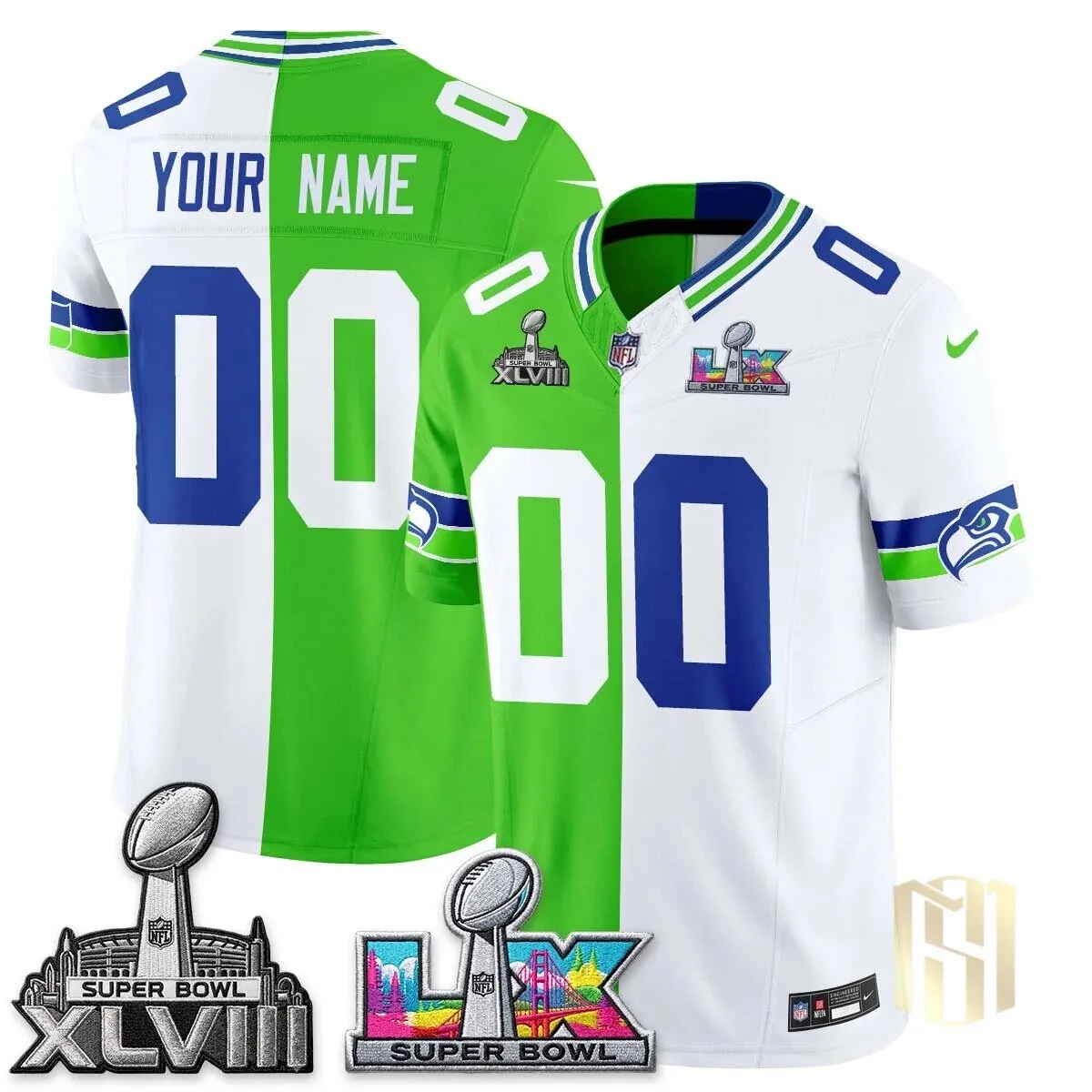 Seattle Seahawks Super Bowl XLVIII LIX Commemorative Custom Football Jersey 5 Seattle Seahawks Super Bowl XLVIII LIX Commemorative Custom Football Jersey