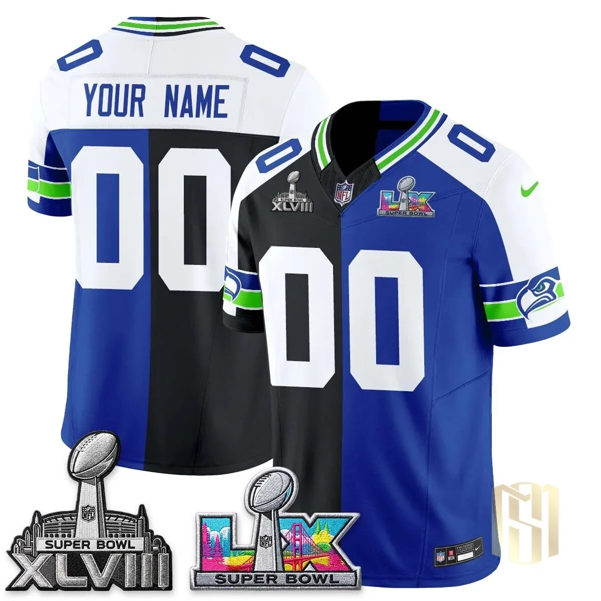 Seattle Seahawks Super Bowl XLVIII LIX Commemorative Custom Football Jersey 7 Seattle Seahawks Super Bowl XLVIII LIX Commemorative Custom Football Jersey