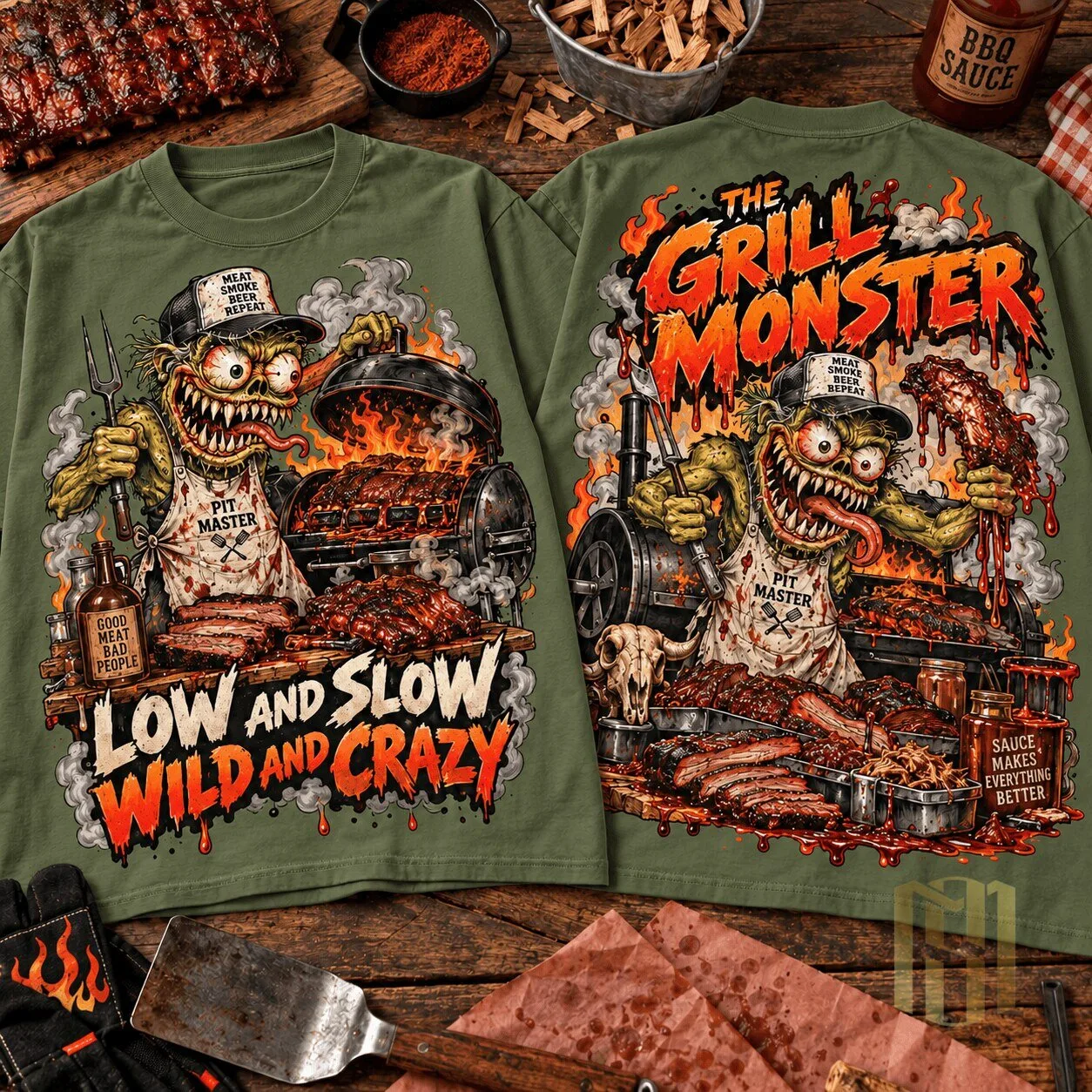 Rat Fink Low And Slow Wild And Crazy Grill Monster Barbecue T-Shirt 1 Rat Fink Low And Slow Wild And Crazy Grill Monster Barbecue T-Shirt