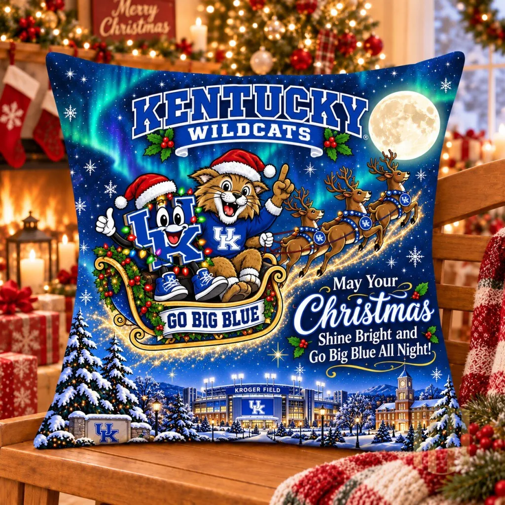 Kentucky Wildcats Christmas Night Flight Holiday Decorative Pillow Kentucky Wildcats Christmas Night Flight Holiday Decorative Pillow