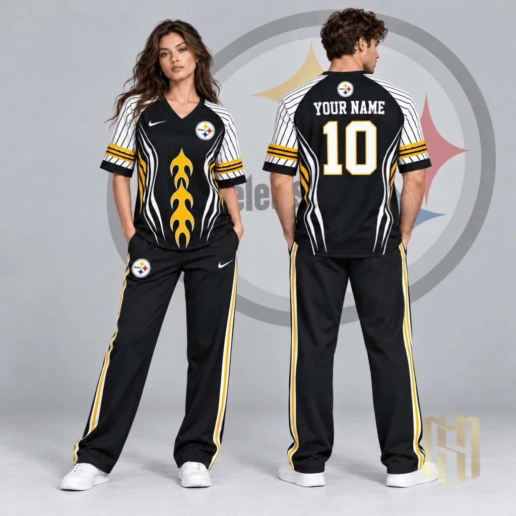 Pittsburgh Steelers Custom Name and Number Flame Graphic Football Jersey Pittsburgh Steelers Custom Name and Number Flame Graphic Football Jersey