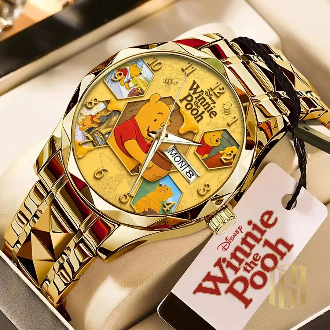 Winnie The Pooh Gold Plated Stainless Steel Quartz Watch