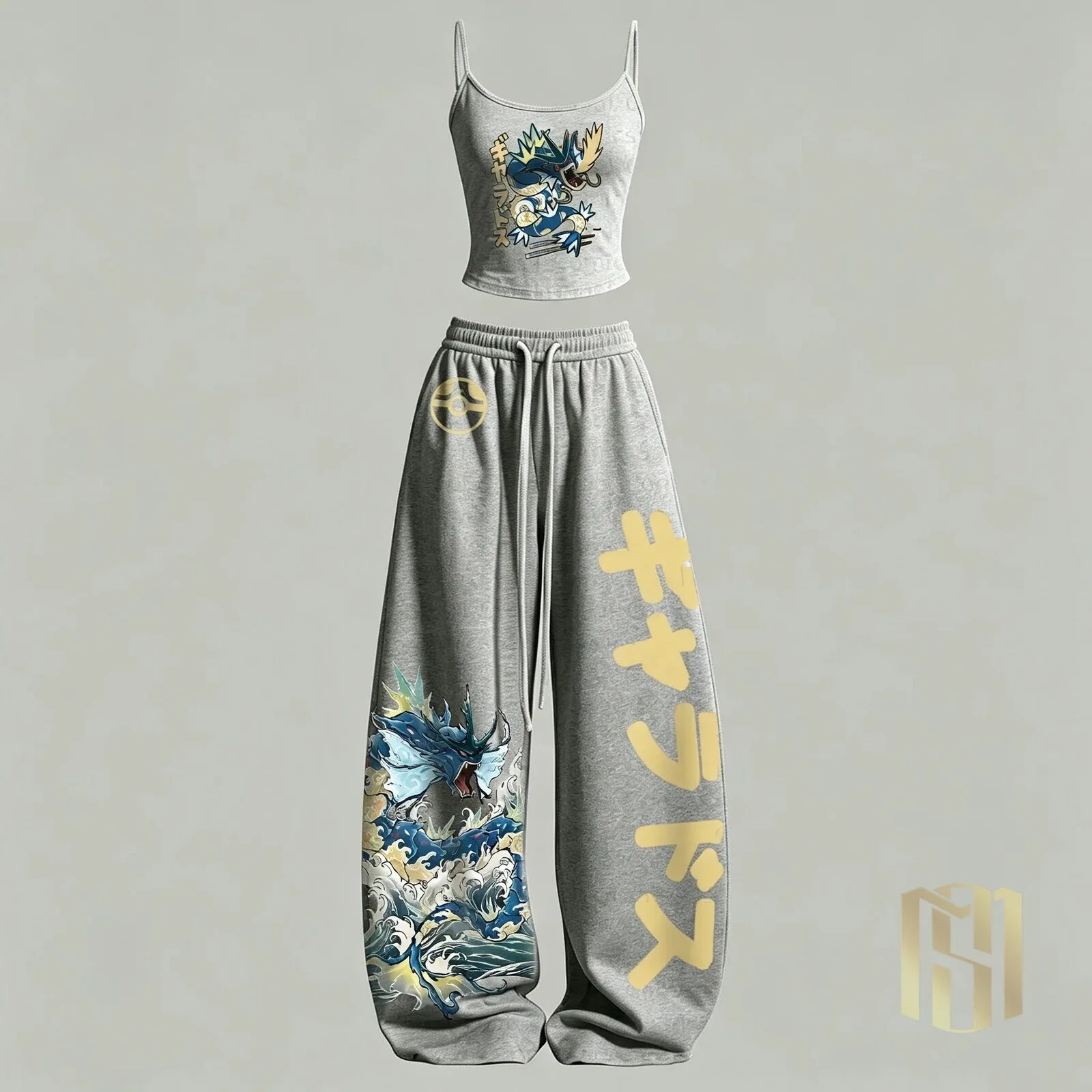 Gyarados Pokémon Japanese Streetwear Tank Top and Pants Set