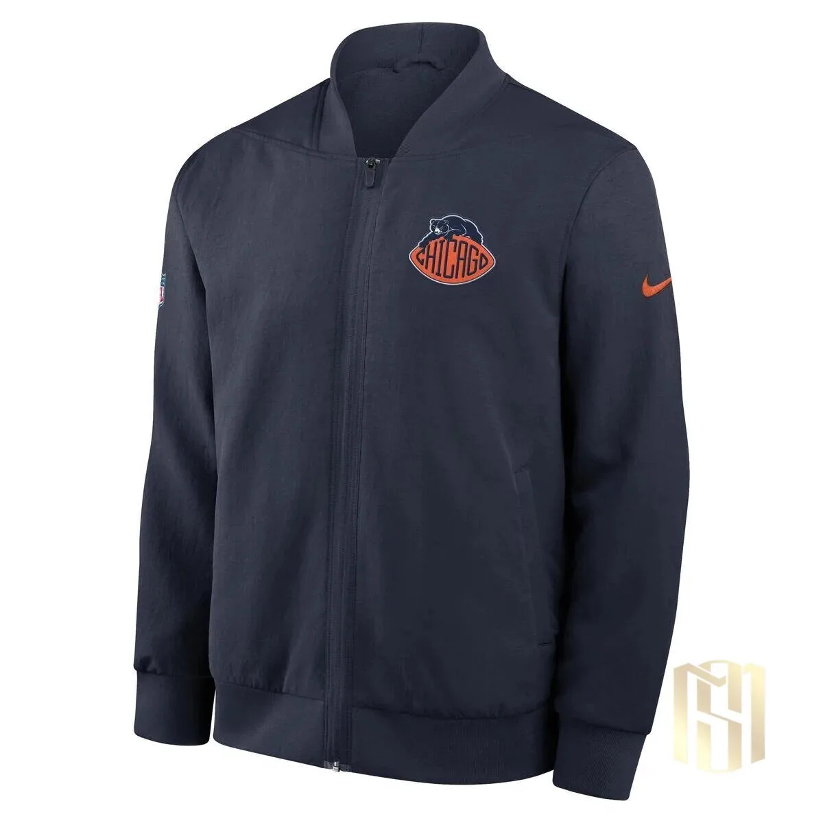 Chicago Bears Nike Men's Rivalry Sideline Full-Zip Bomber Jacket 5 chicago bears nike men s rivalry sideline full zip bomber jacket gallery 2