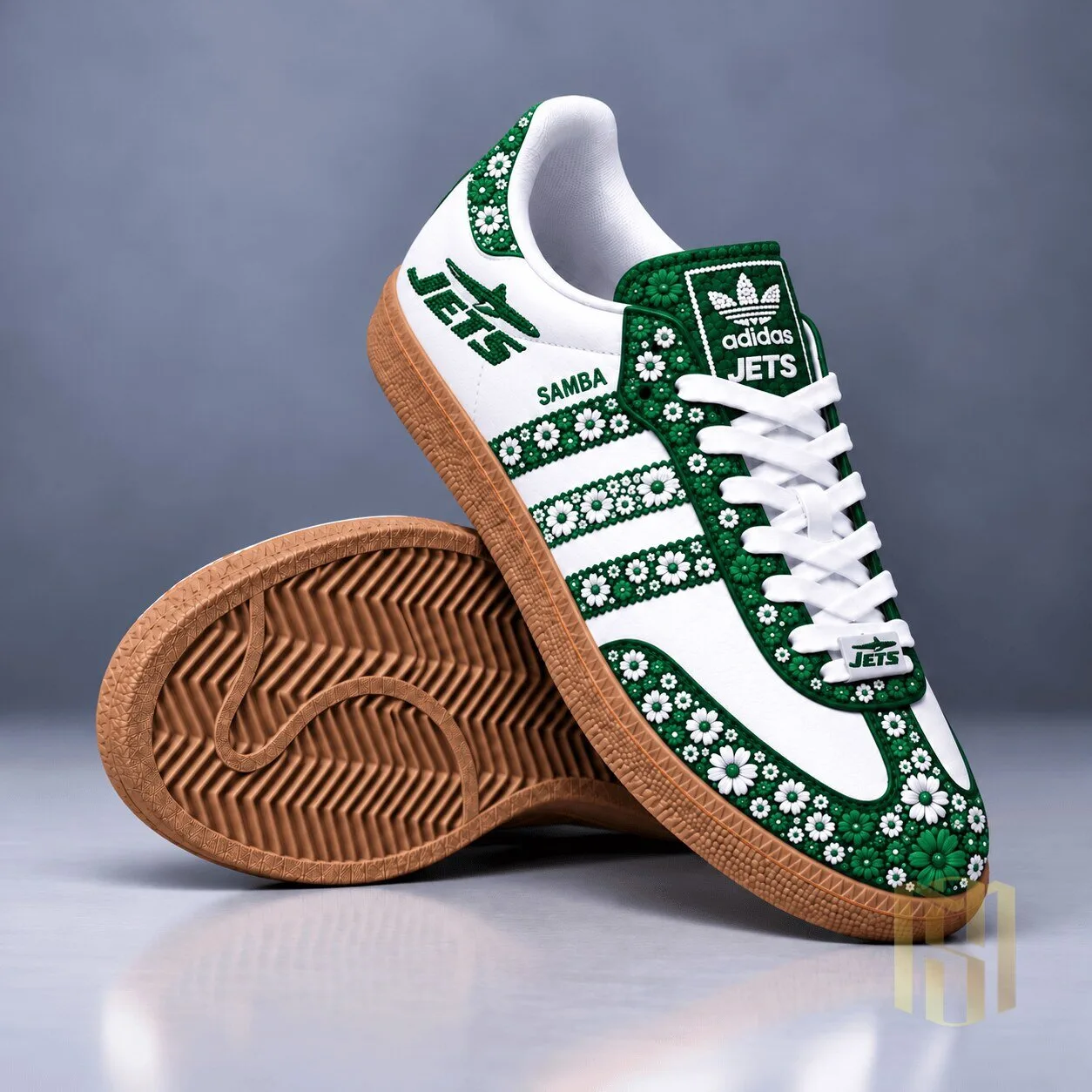 New York Jets Floral Pattern Adidas Samba Design Football Fan Shoes 1 New York Jets Floral Pattern Adidas Samba Design Football Fan Shoes
