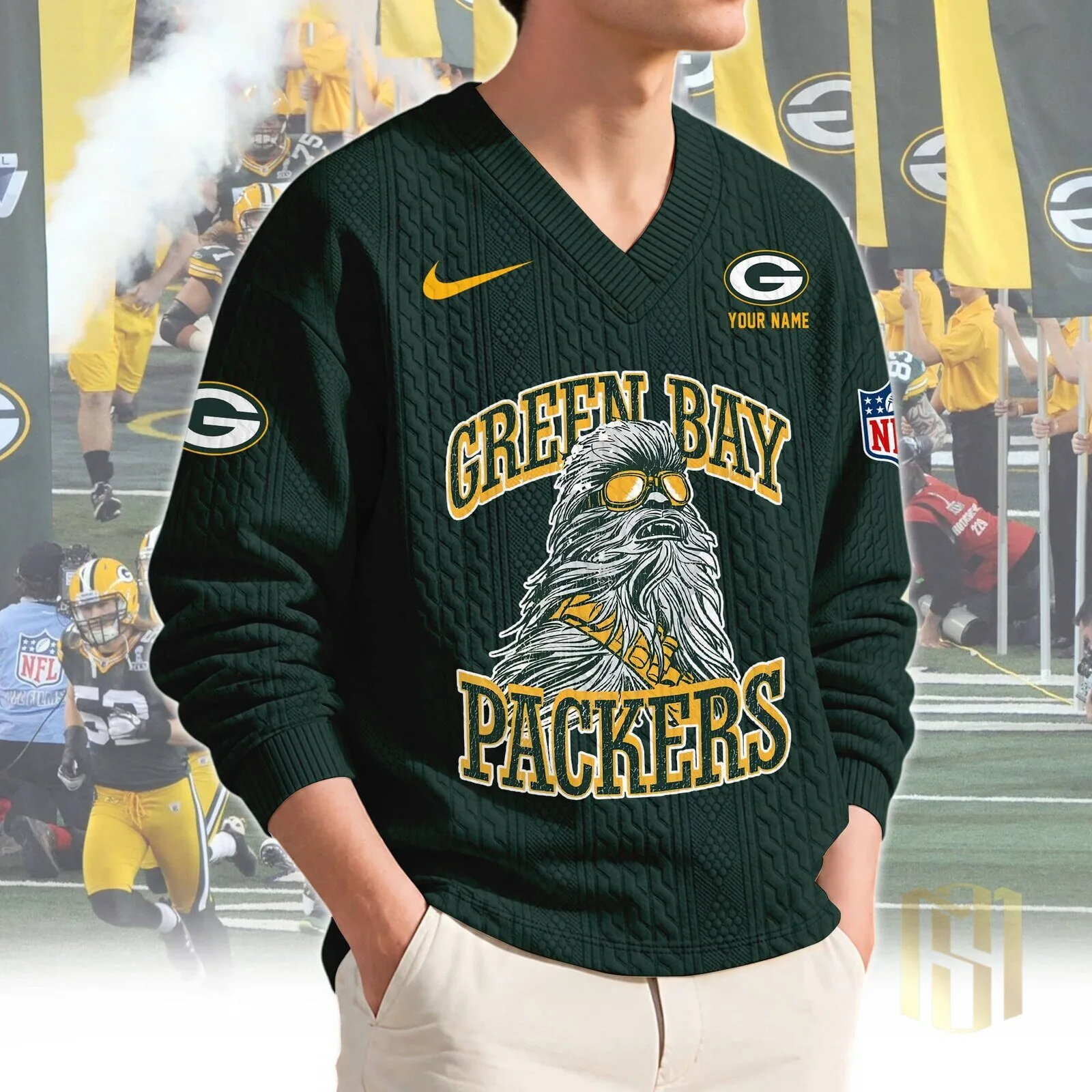 Green Bay Packers Chewbacca Star Wars Ugly Christmas Sweater