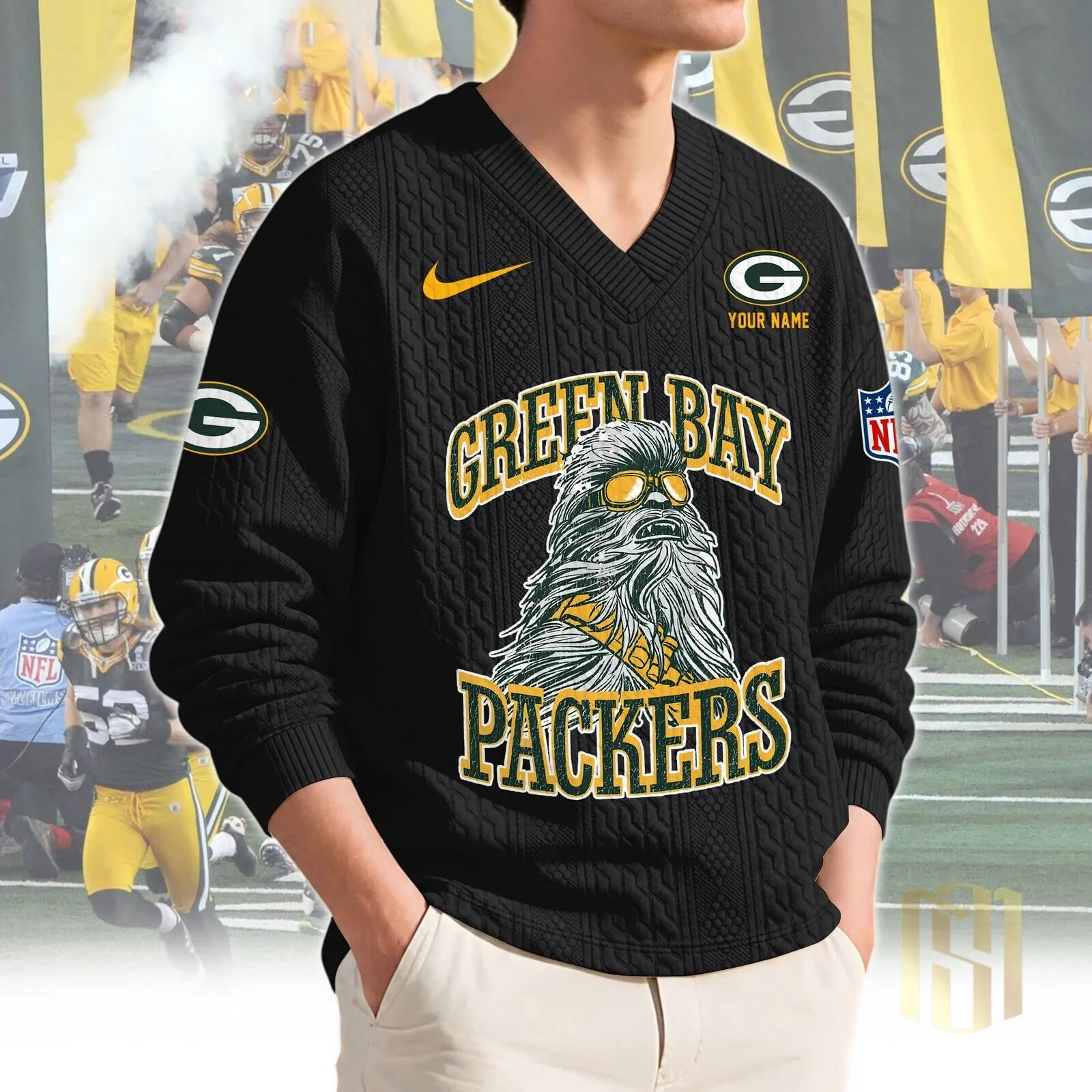 Green Bay Packers Chewbacca Star Wars Ugly Christmas Sweater 11 Green Bay Packers Chewbacca Star Wars Ugly Christmas Sweater