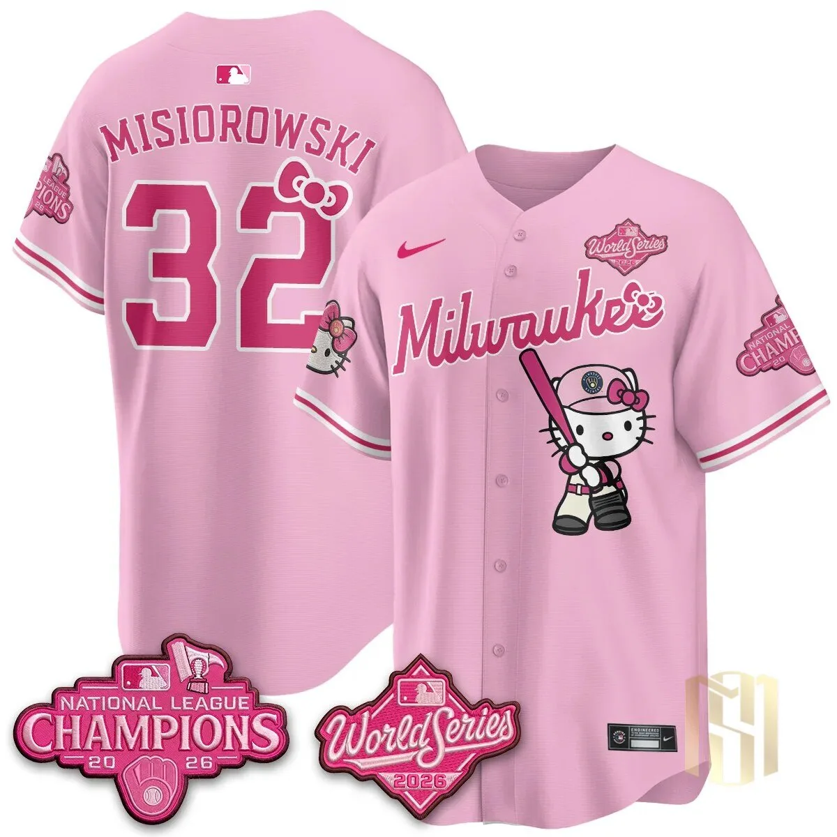 Hello Kitty Baseball Jersey - Milwaukee Brewers National League Champions Edition