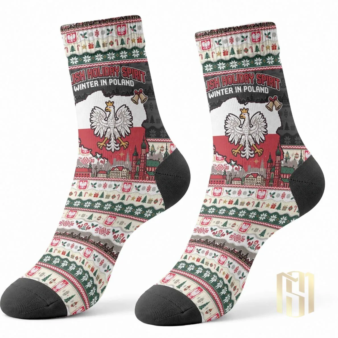 Polish Holiday Spirit Winter in Poland Christmas Crew Socks 6 Polish Holiday Spirit Winter in Poland Christmas Crew Socks