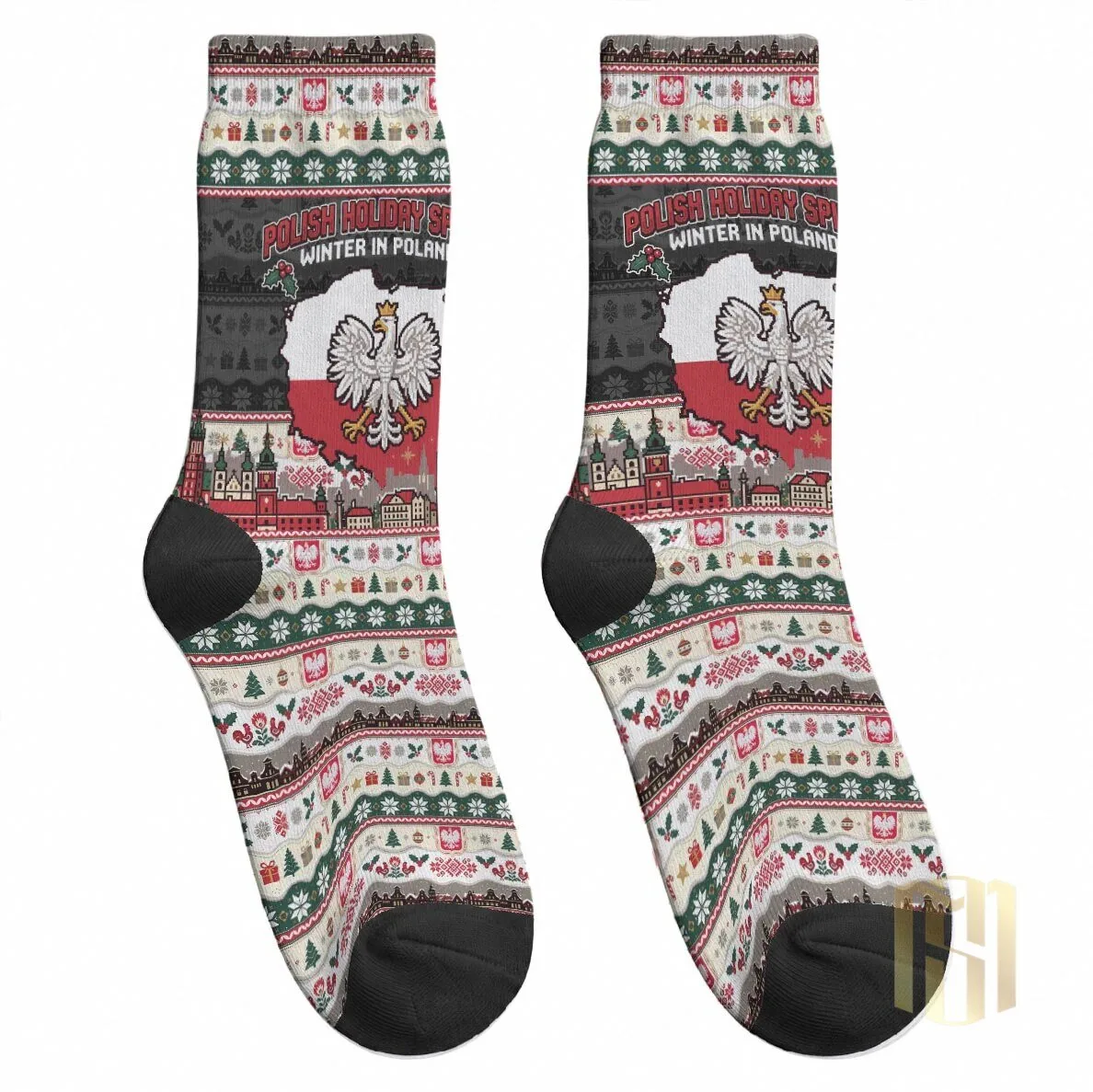 Polish Holiday Spirit Winter in Poland Christmas Crew Socks 7 Polish Holiday Spirit Winter in Poland Christmas Crew Socks