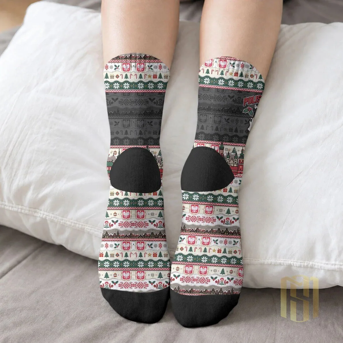 Polish Holiday Spirit Winter in Poland Christmas Crew Socks 8 Polish Holiday Spirit Winter in Poland Christmas Crew Socks