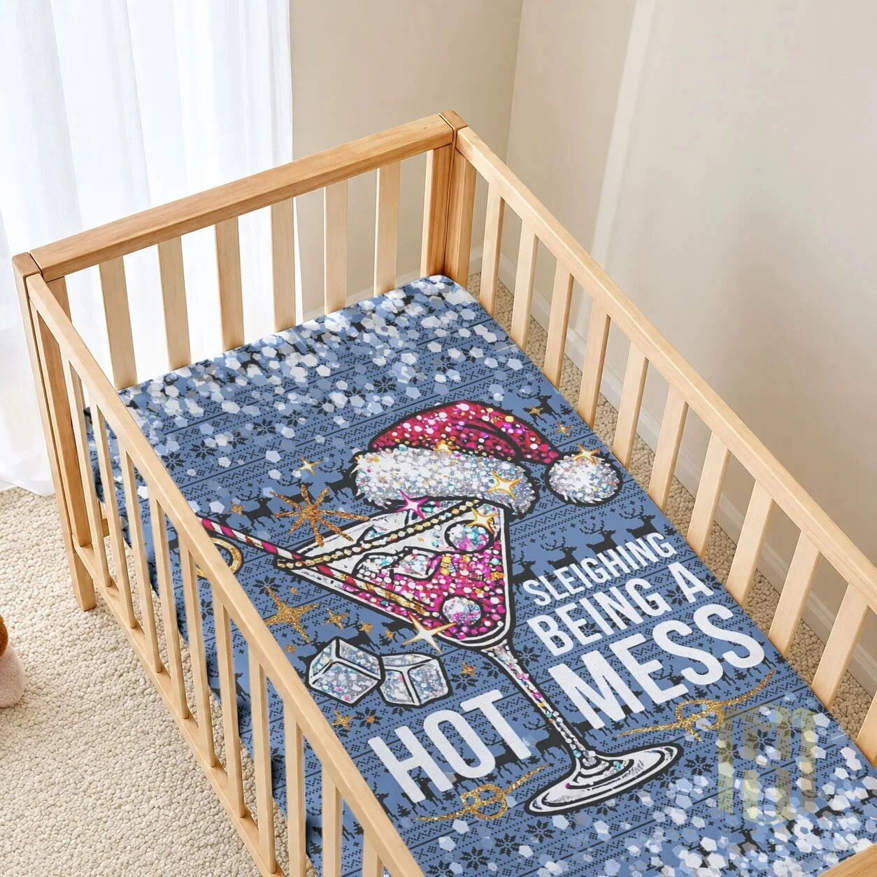 Sleighing Being A Hot Mess Christmas Martini Glass Crib Sheet 4 Sleighing Being A Hot Mess Christmas Martini Glass Crib Sheet