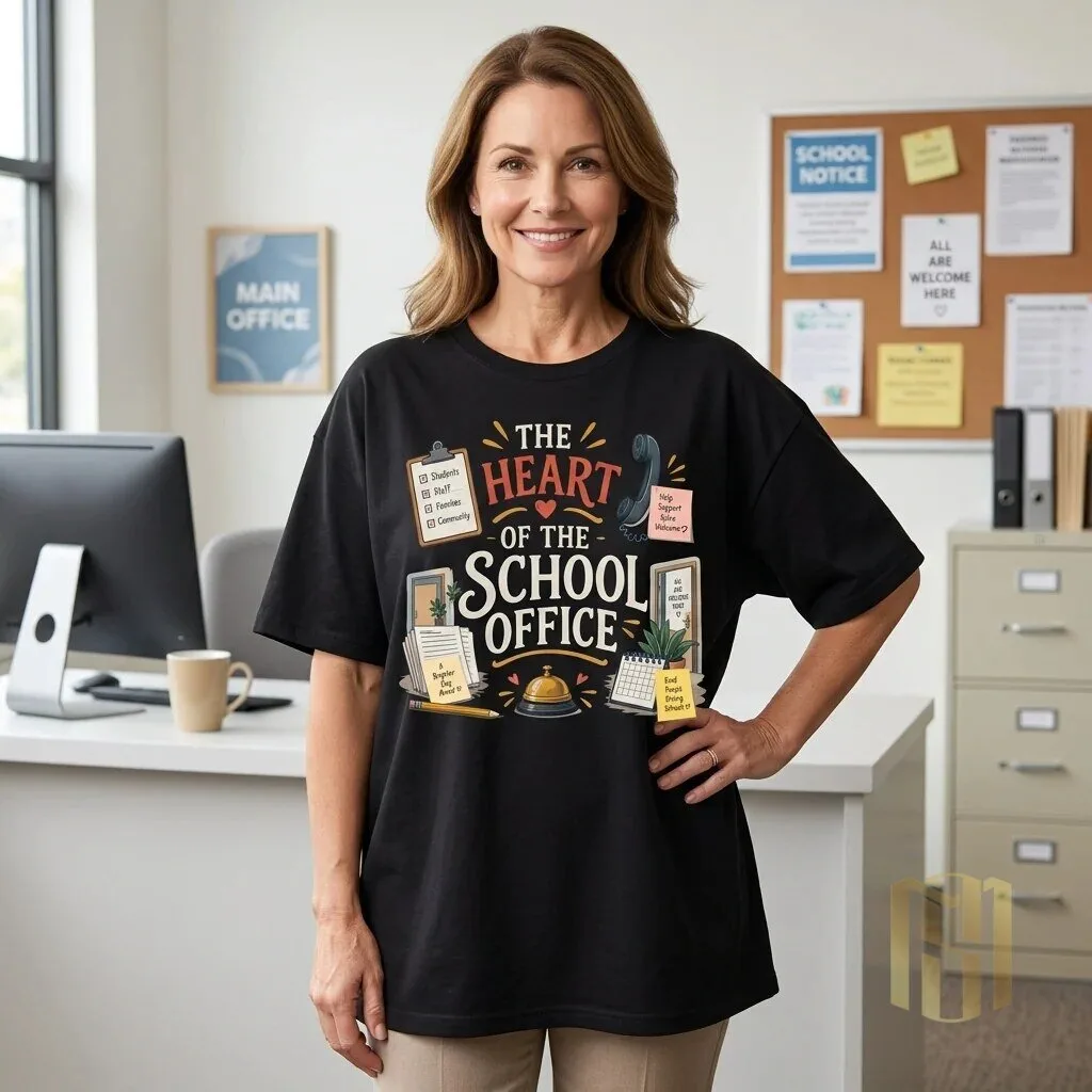 The Heart of the School Office Secretary Appreciation Gift T-Shirt