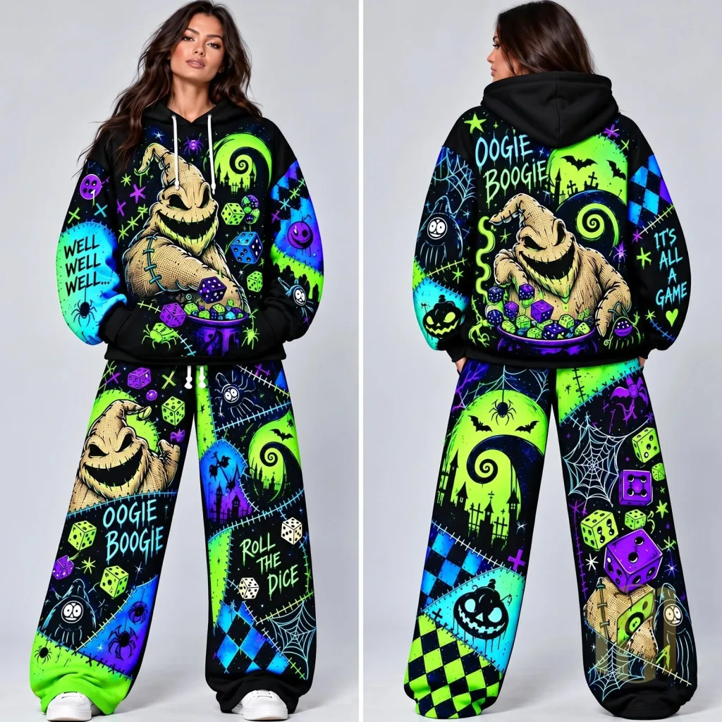 Oogie Boogie Neon Mischief Dice Night Halloween Hoodie Oogie Boogie Neon Mischief Dice Night Halloween Hoodie