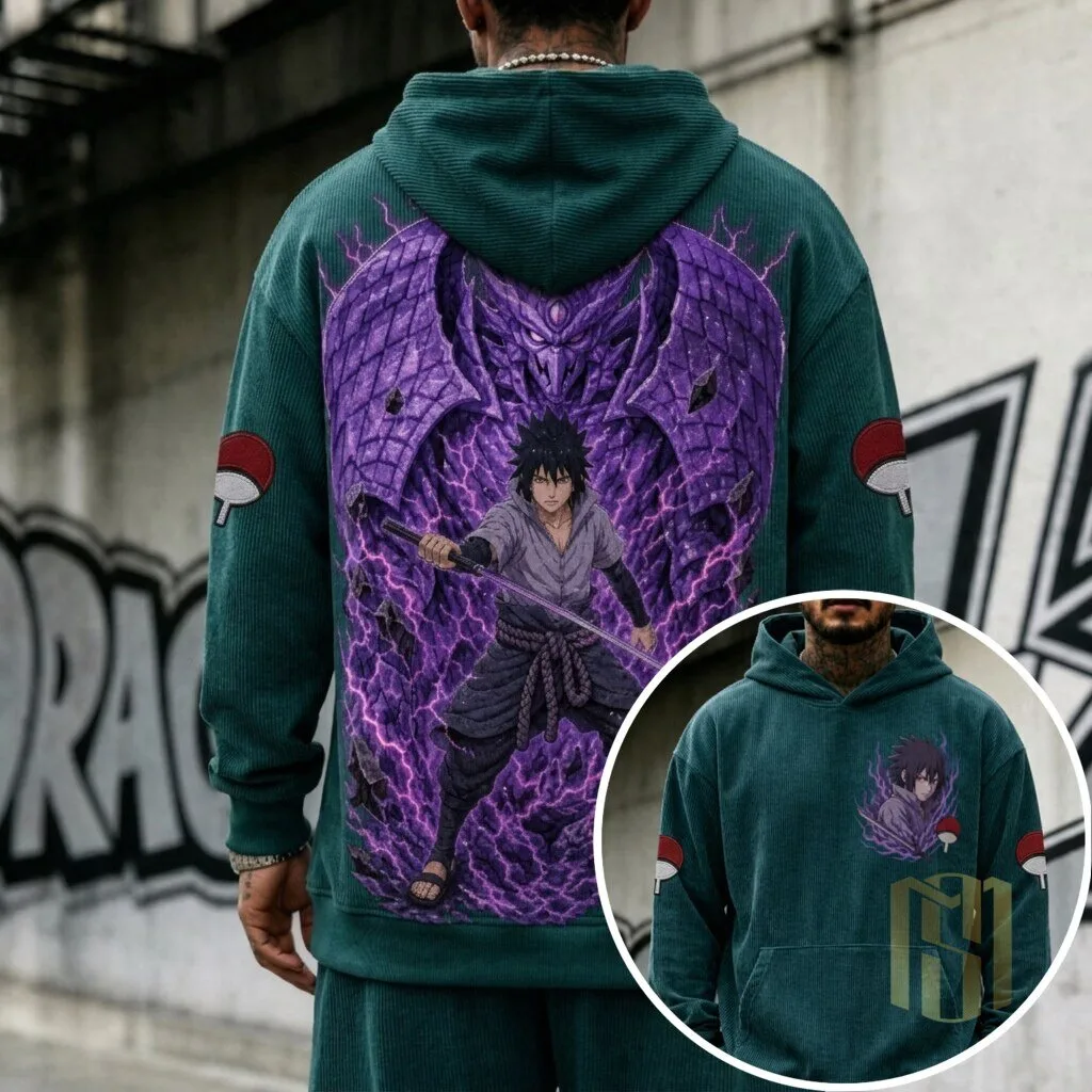 Naruto Sasuke Uchiha Susanoo Anime Corduroy Hoodie 1 Naruto Sasuke Uchiha Susanoo Anime Corduroy Hoodie