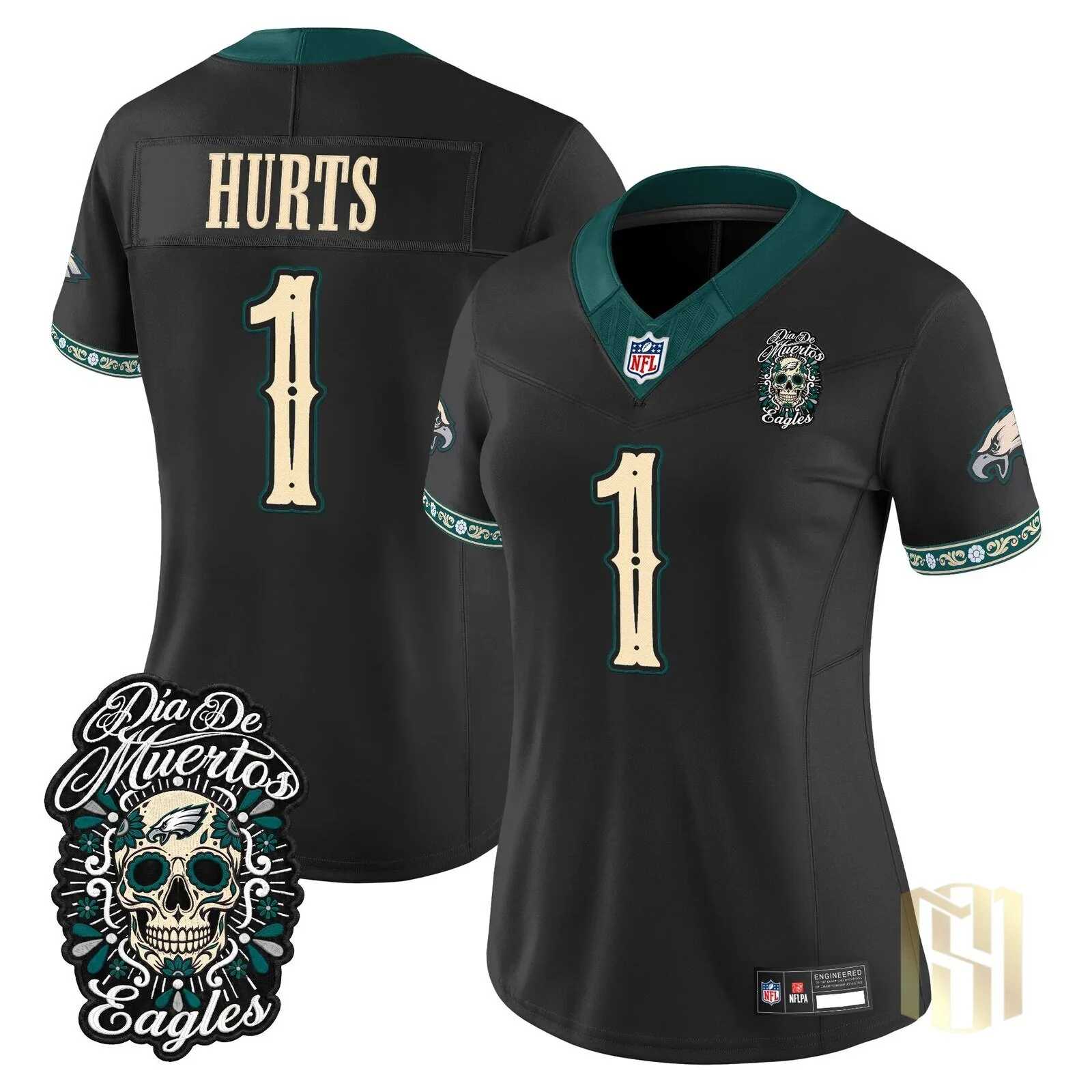 Philadelphia Eagles Jalen Hurts Día de los Muertos Football Jersey