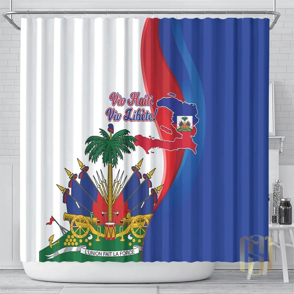 Haiti Independence Day 1804 Viv Haiti Viv Libete Flag Shower Curtain 6 Haiti Independence Day 1804 Viv Haiti Viv Libete Flag Shower Curtain