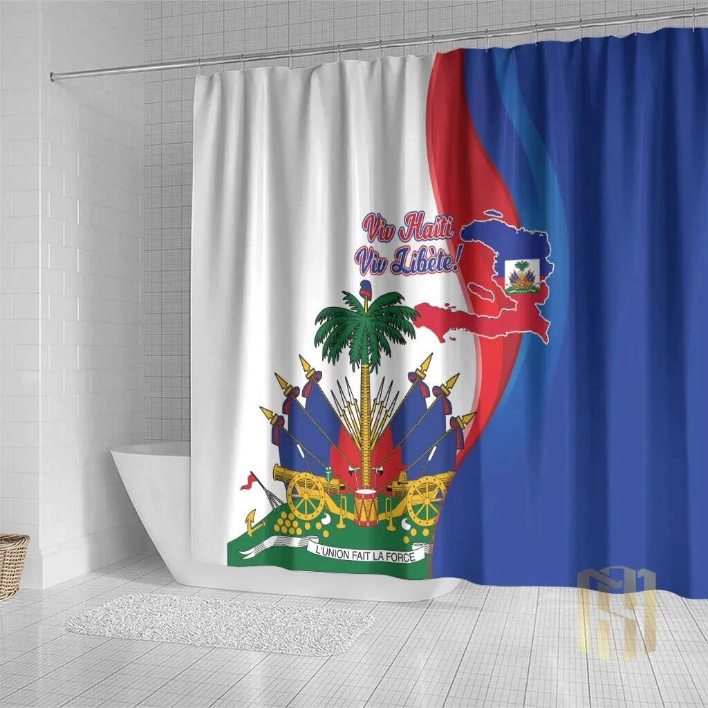 Haiti Independence Day 1804 Viv Haiti Viv Libete Flag Shower Curtain 7 Haiti Independence Day 1804 Viv Haiti Viv Libete Flag Shower Curtain