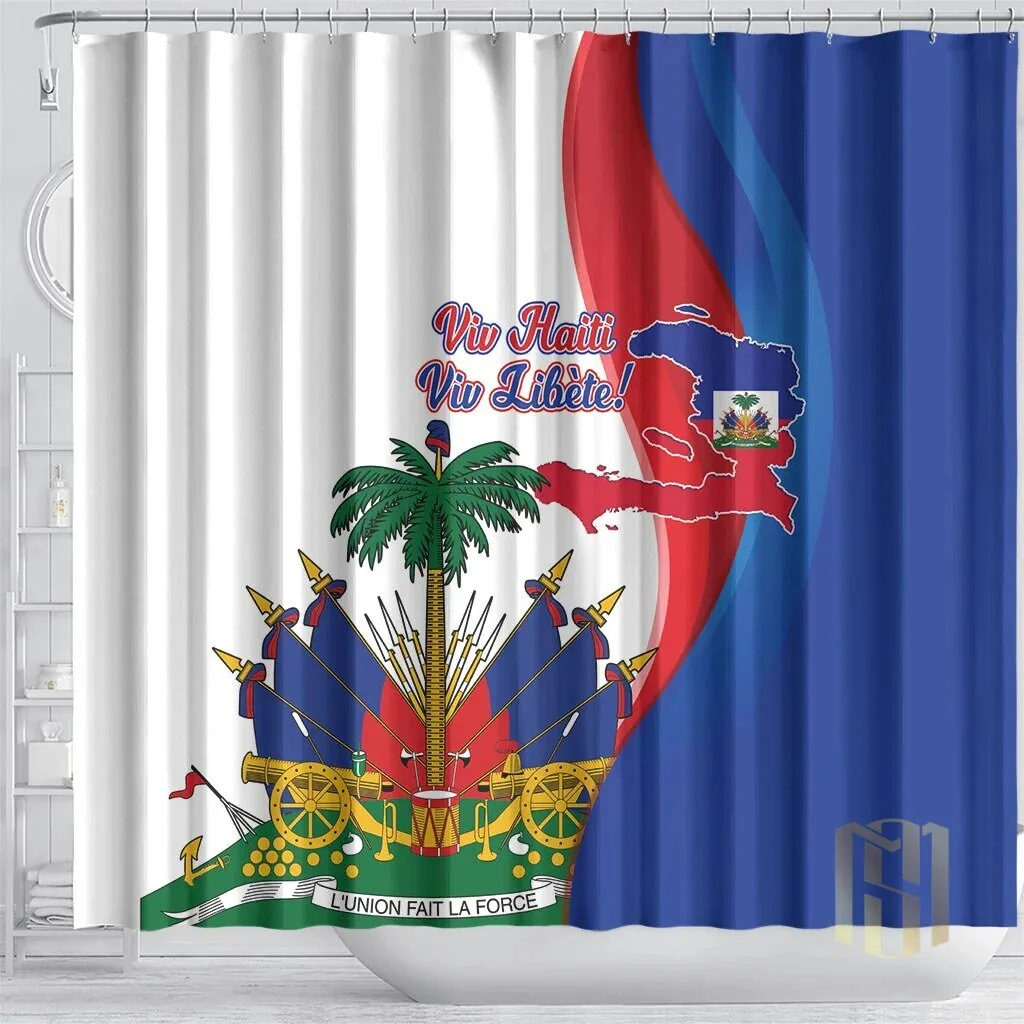 Haiti Independence Day 1804 Viv Haiti Viv Libete Flag Shower Curtain 8 Haiti Independence Day 1804 Viv Haiti Viv Libete Flag Shower Curtain