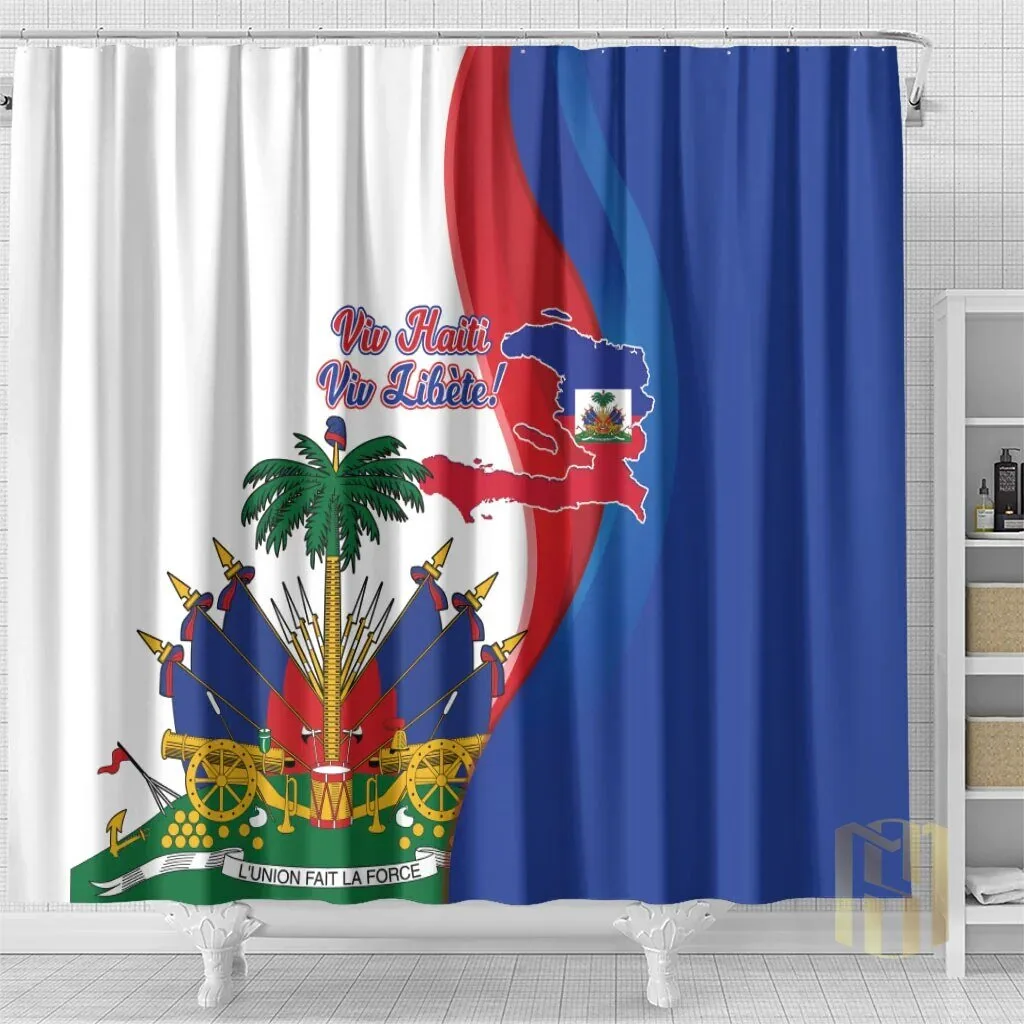 Haiti Independence Day 1804 Viv Haiti Viv Libete Flag Shower Curtain 9 Haiti Independence Day 1804 Viv Haiti Viv Libete Flag Shower Curtain