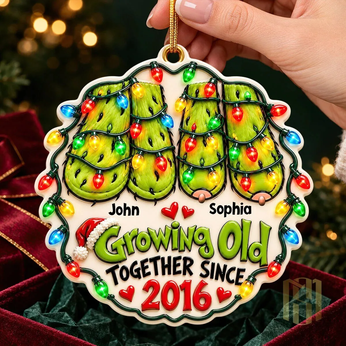 Personalized Christmas Couple Ornament Growing Old Together Since 2016