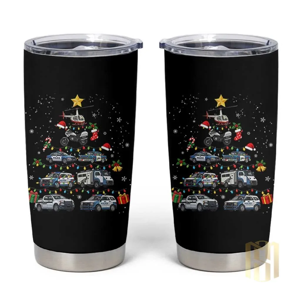 Police Car Christmas Tree Holiday Tumbler Cup Law Enforcement Appreciation Gift 1 Police Car Christmas Tree Holiday Tumbler Cup Law Enforcement Appreciation Gift