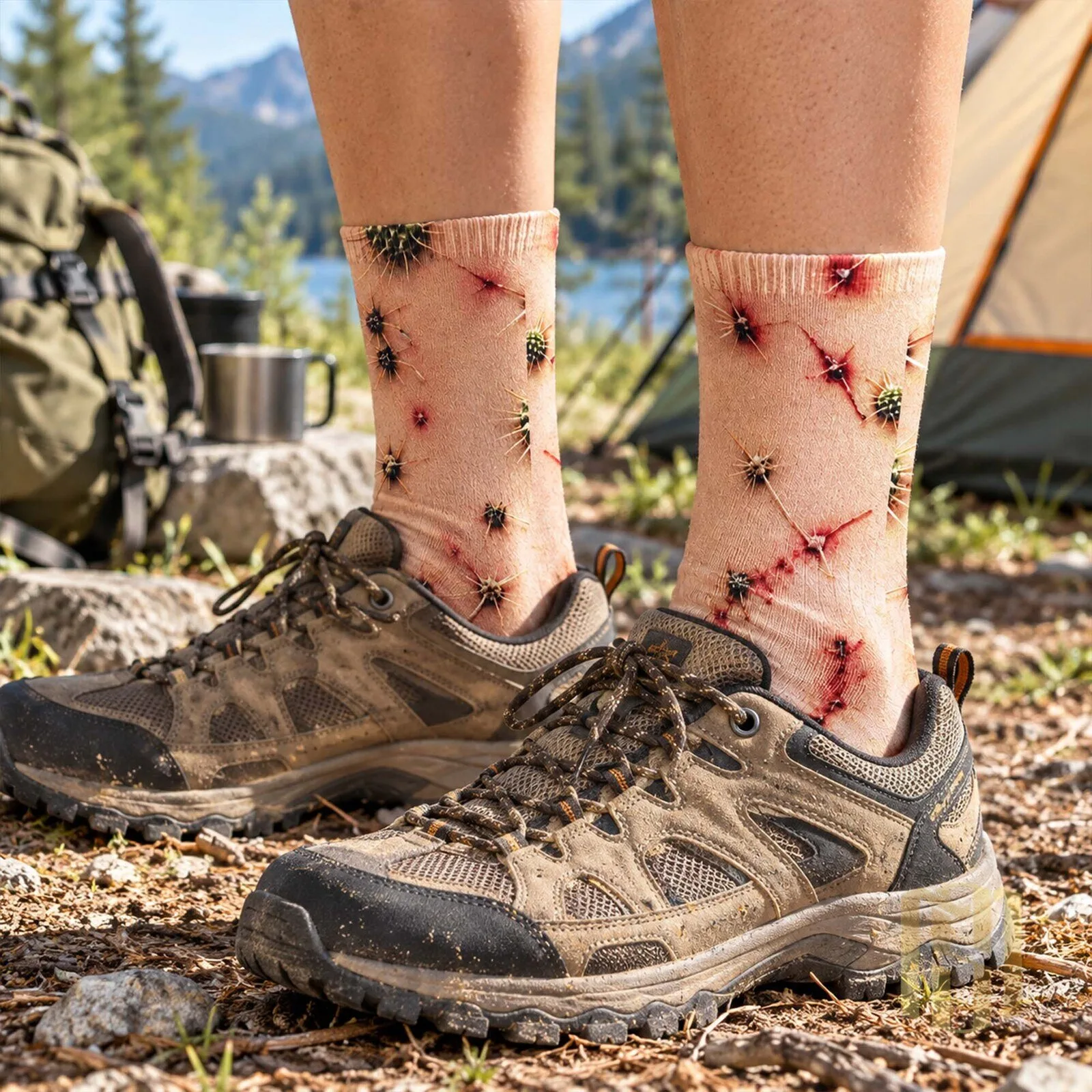 Funny Camping Bug Bites and Bandages Realistic Novelty Crew Socks for Campers 10 Funny Camping Bug Bites and Bandages Realistic Novelty Crew Socks for Campers