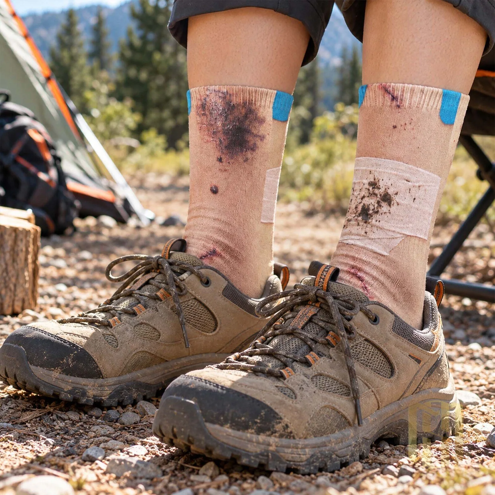 Funny Camping Bug Bites and Bandages Realistic Novelty Crew Socks for Campers 11 Funny Camping Bug Bites and Bandages Realistic Novelty Crew Socks for Campers