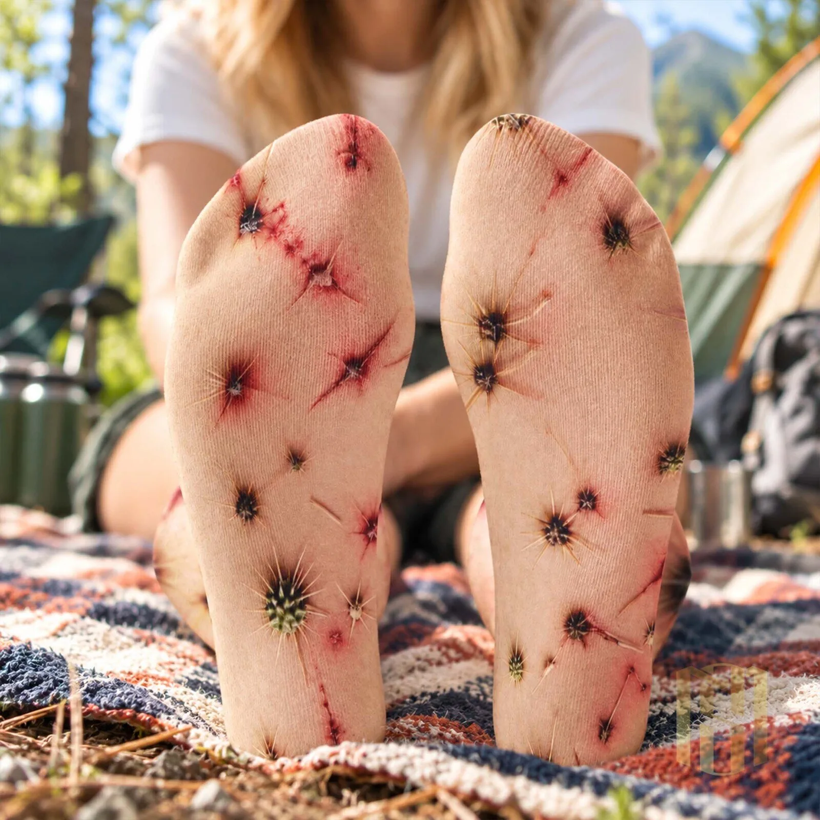 Funny Camping Bug Bites and Bandages Realistic Novelty Crew Socks for Campers 13 Funny Camping Bug Bites and Bandages Realistic Novelty Crew Socks for Campers