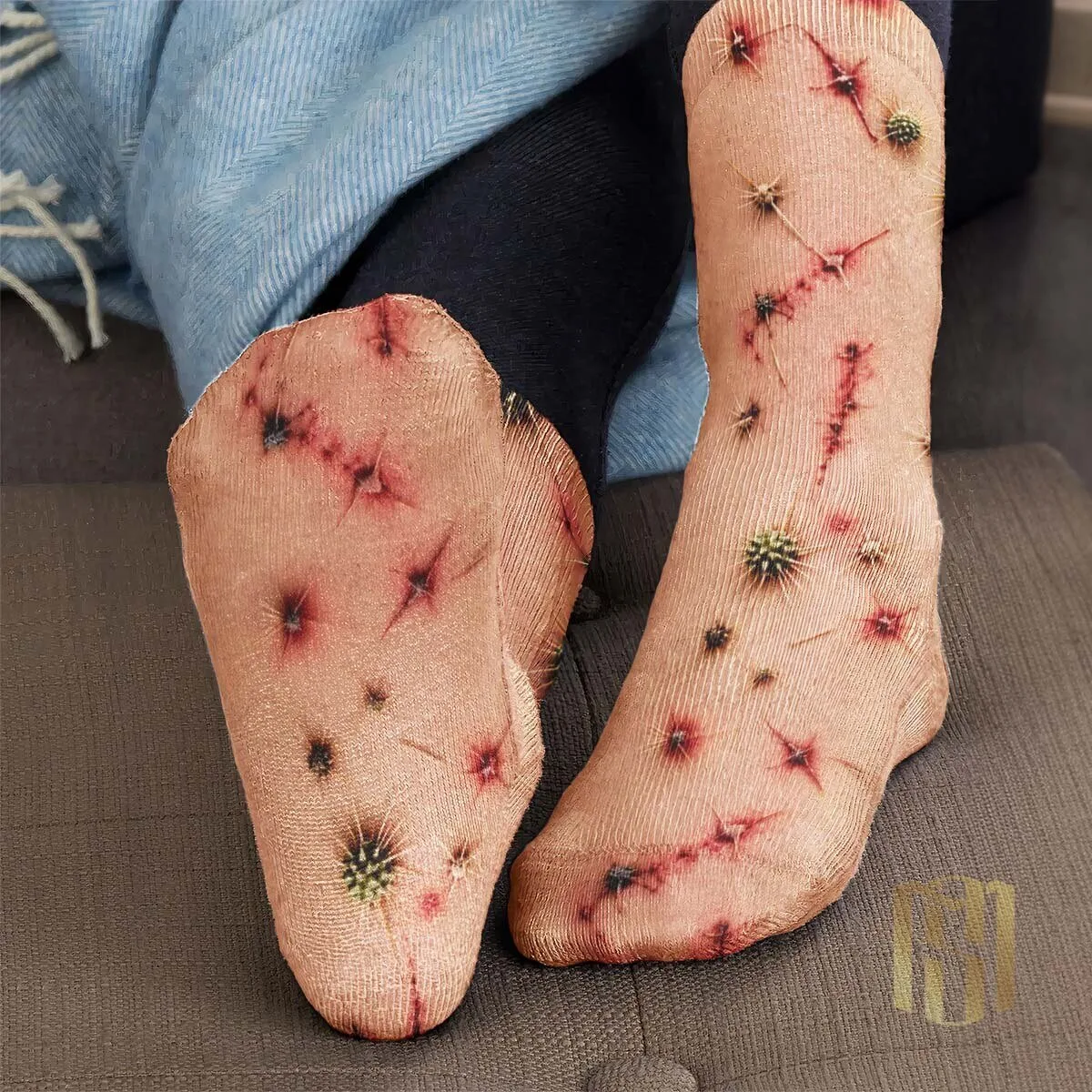 Funny Camping Bug Bites and Bandages Realistic Novelty Crew Socks for Campers 16 Funny Camping Bug Bites and Bandages Realistic Novelty Crew Socks for Campers