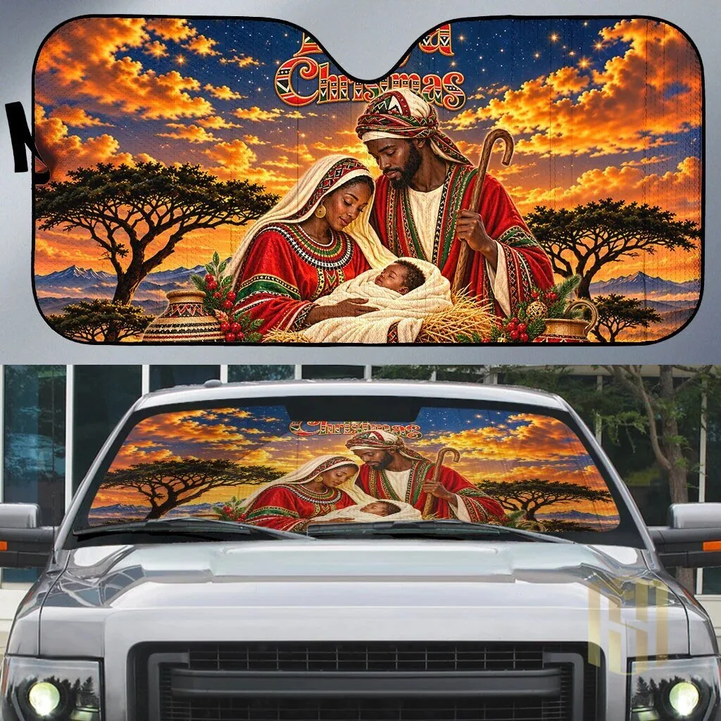 African Holy Family Christmas Savanna Sunset Car Sunshade