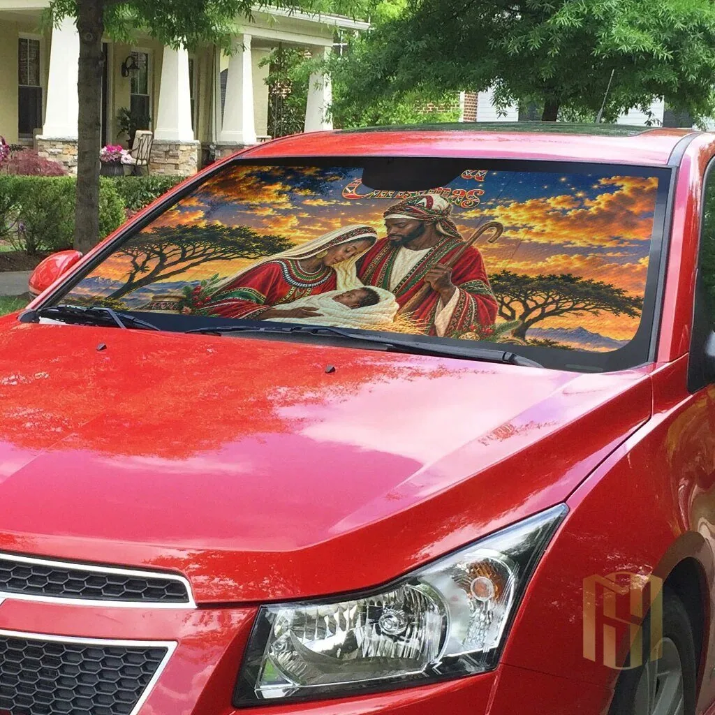 African Holy Family Christmas Savanna Sunset Car Sunshade 6 African Holy Family Christmas Savanna Sunset Car Sunshade