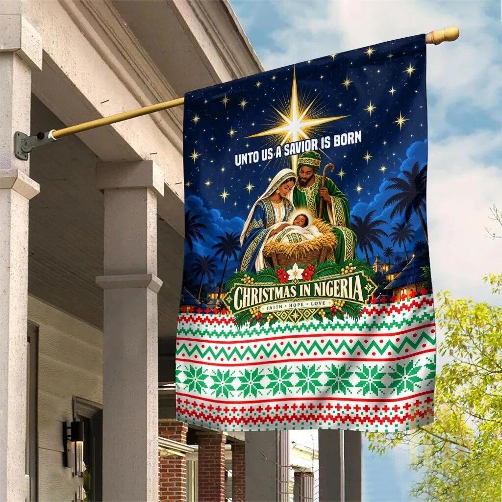 Christmas in Nigeria Nativity Scene Jesus is Born Garden Flag