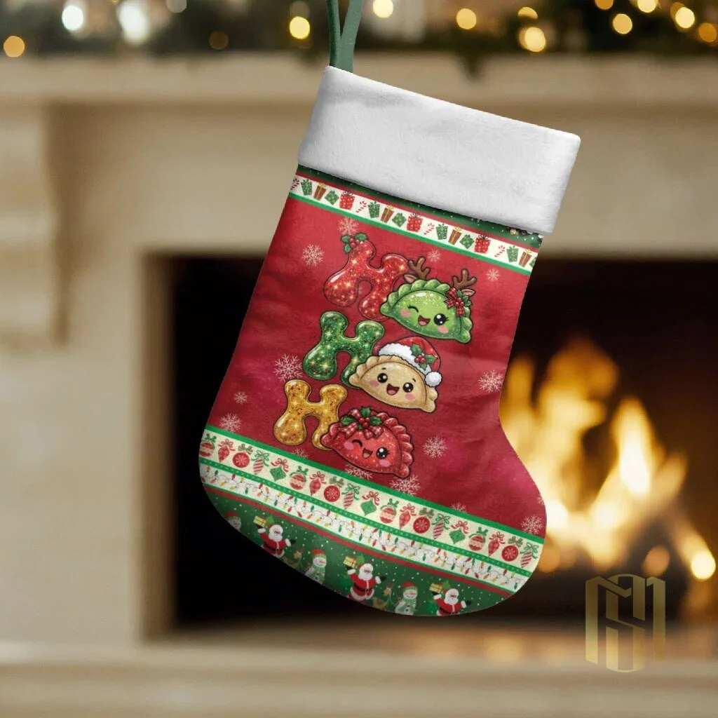 Cute Christmas Pierogi Ho Ho Ho Holiday Stocking