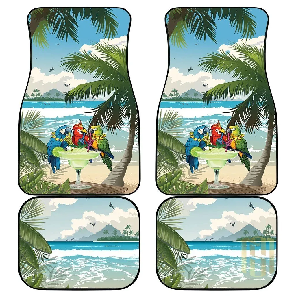 Tropical Parrot Martini Christmas Car Mats with Palm Trees and Ocean Beach Scene 7 Tropical Parrot Martini Christmas Car Mats with Palm Trees and Ocean Beach Scene