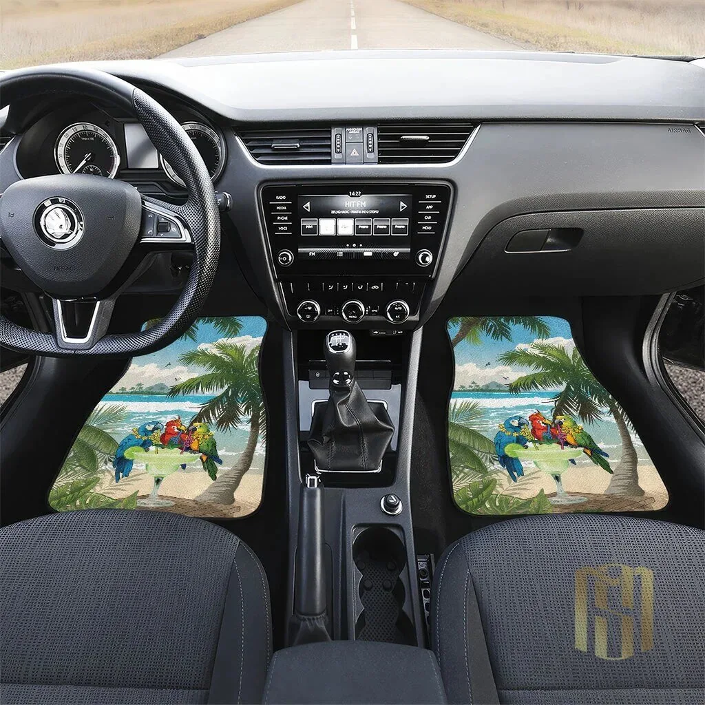 Tropical Parrot Martini Christmas Car Mats with Palm Trees and Ocean Beach Scene 8 Tropical Parrot Martini Christmas Car Mats with Palm Trees and Ocean Beach Scene