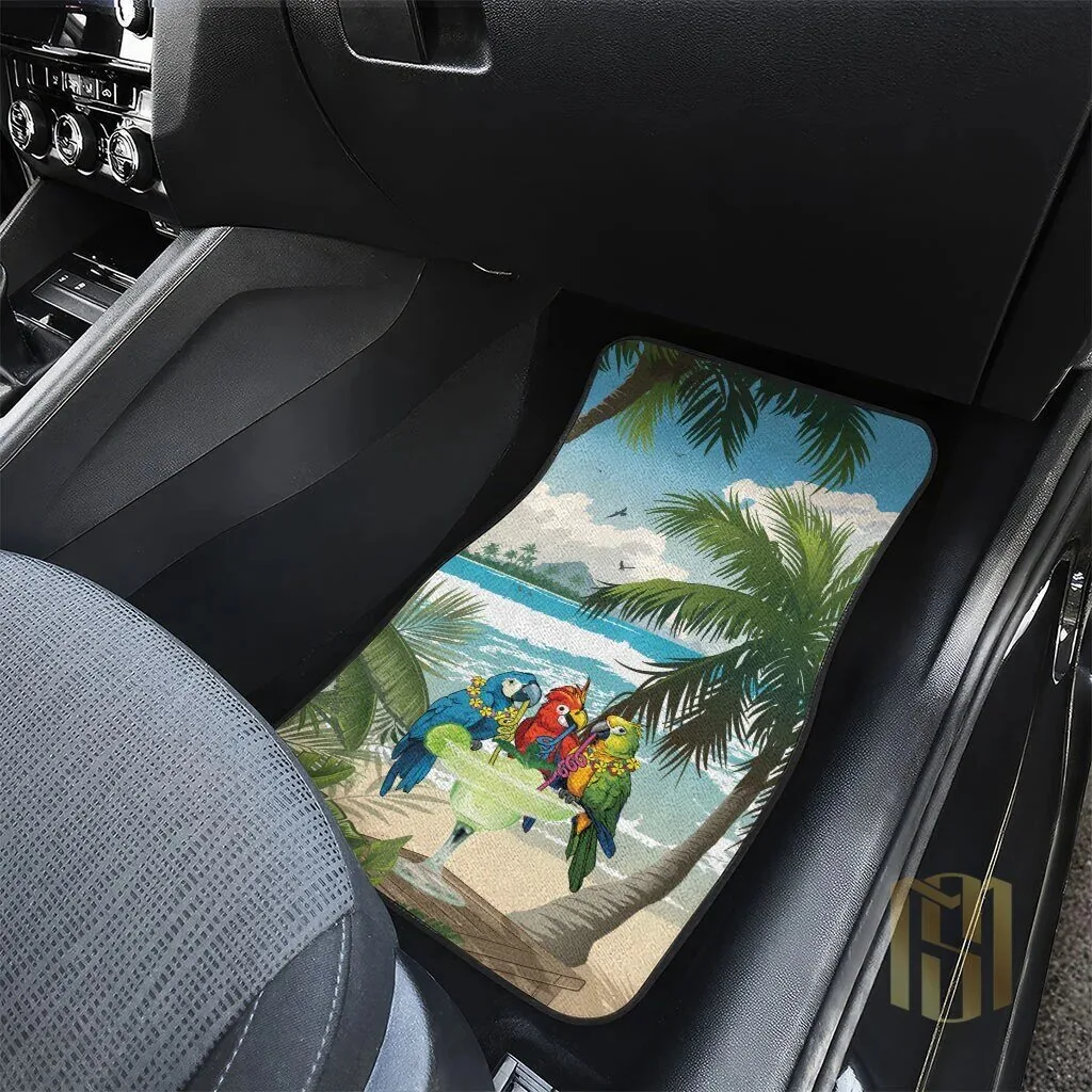 Tropical Parrot Martini Christmas Car Mats with Palm Trees and Ocean Beach Scene 10 Tropical Parrot Martini Christmas Car Mats with Palm Trees and Ocean Beach Scene
