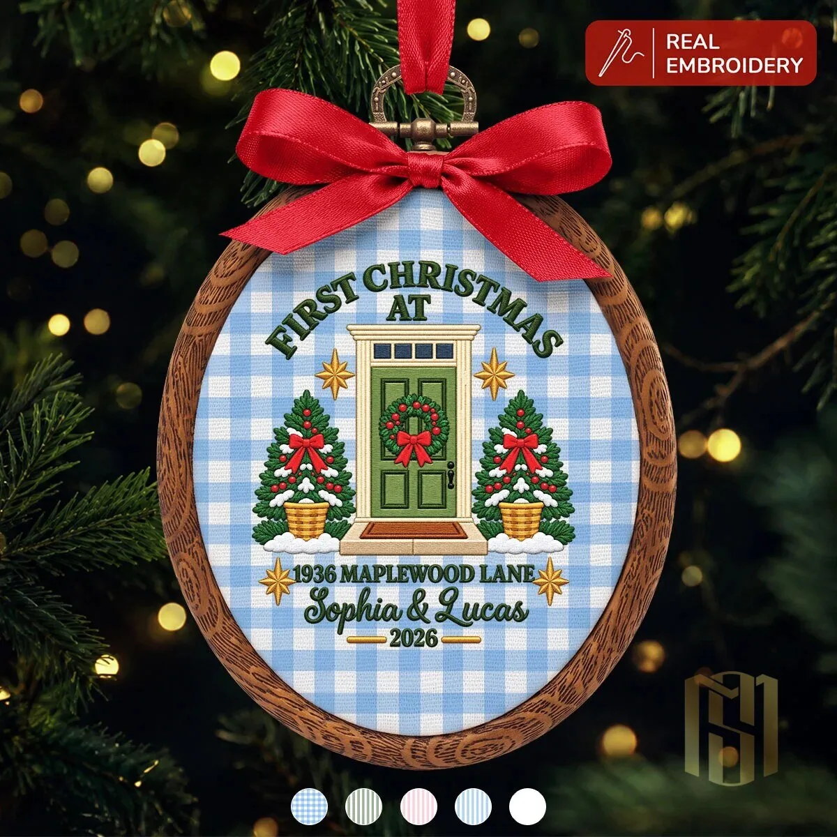 First Christmas in New Home Ornament, Personalized Embroidered Housewarming Gift