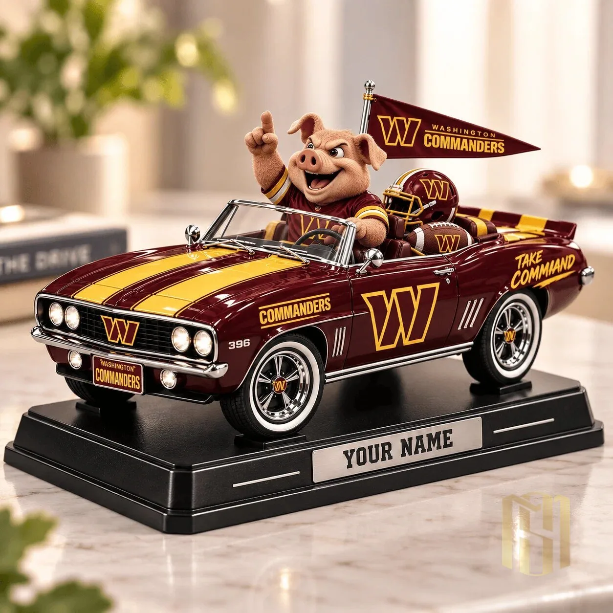 Washington Commanders NFL Personalized Convertible Car Sculpture with Mascot