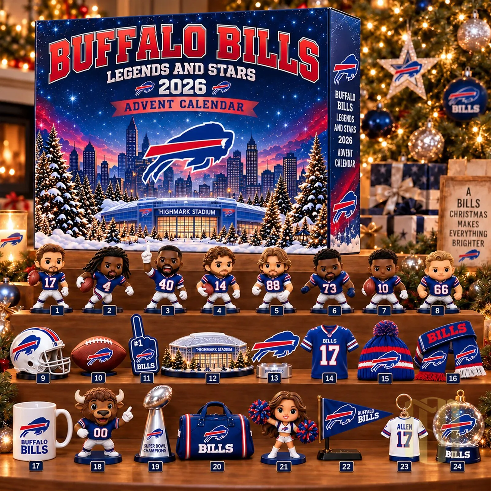 Buffalo Bills Legends and Stars 2026 Christmas Advent Calendar 2D