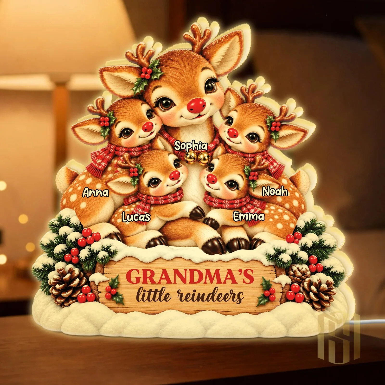 Personalized Mom's Little Reindeers Family Christmas Tabletop Light Box Gift 5 personalized mom s little reindeers family christmas tabletop light box gift gallery 1