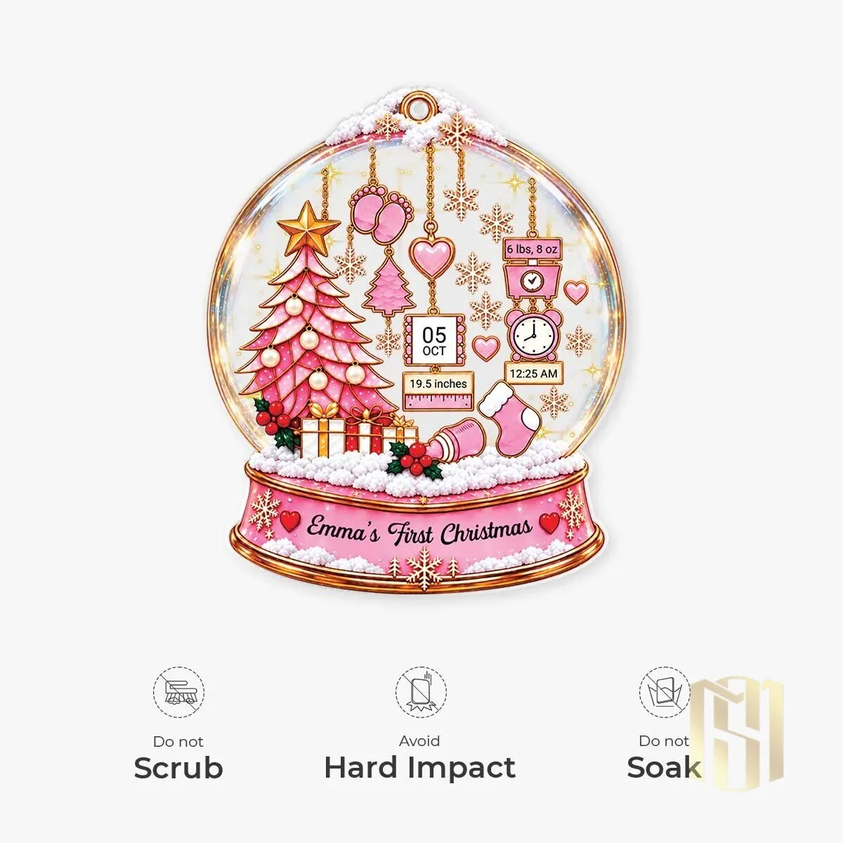 Baby Girl's First Christmas Pink Snow Globe Ornament 10 baby girl s first christmas pink snow globe ornament gallery 4
