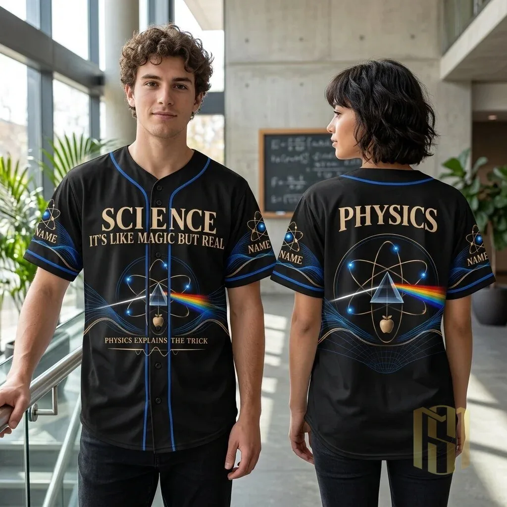 Science It's Like Magic But Real Physics Teacher Baseball Jersey