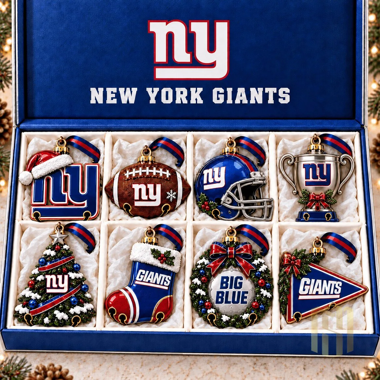 New York Giants Christmas Tree Ornaments Set Festive Holiday Decor