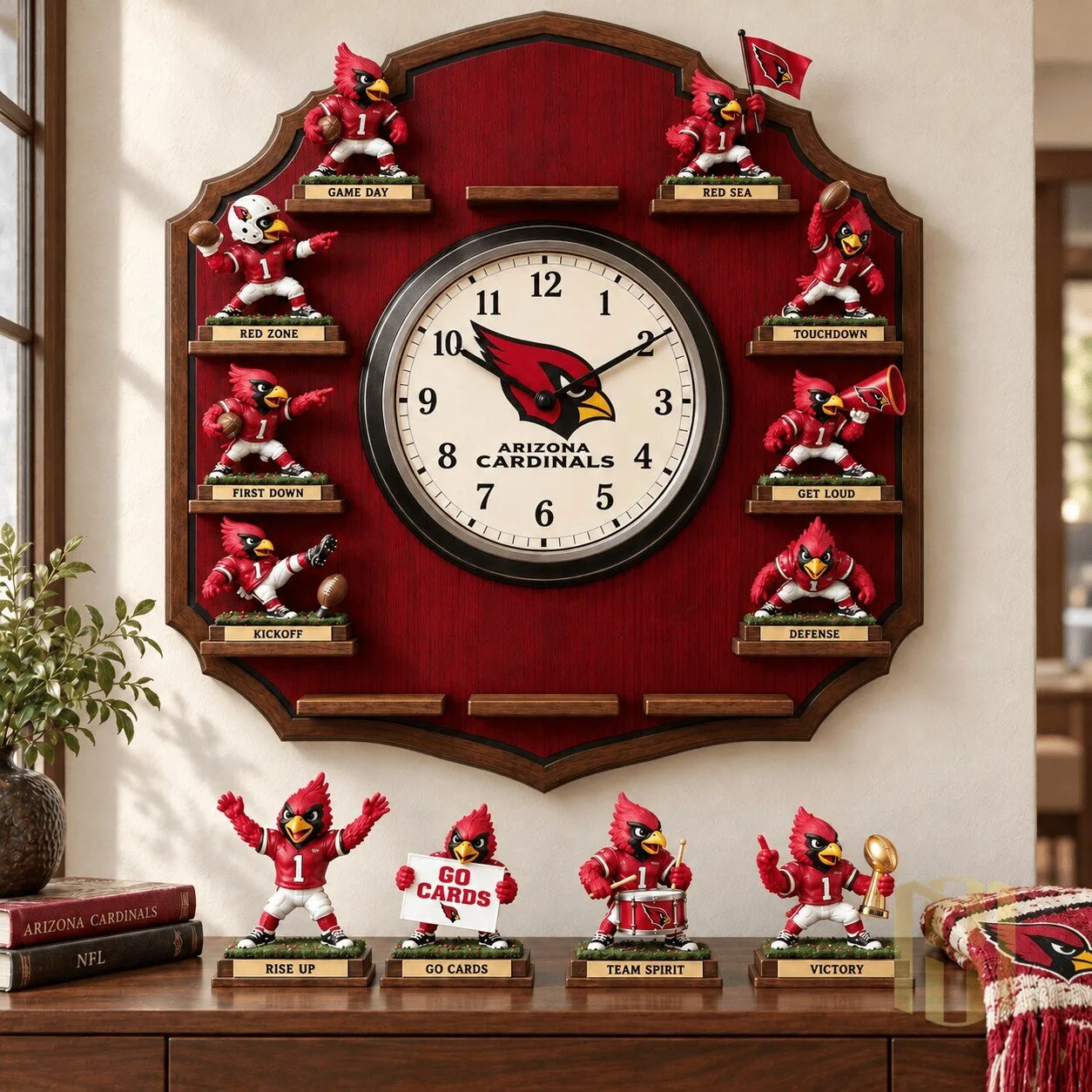 Arizona Cardinals Football Team Mascot Sculpture Wall Clock Collection 1 Arizona Cardinals Football Team Mascot Sculpture Wall Clock Collection